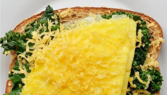 Breakfast with eggs and kale