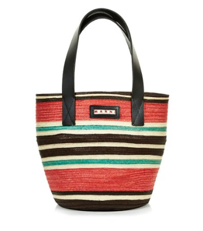 Double handled striped raffia tote by Marni