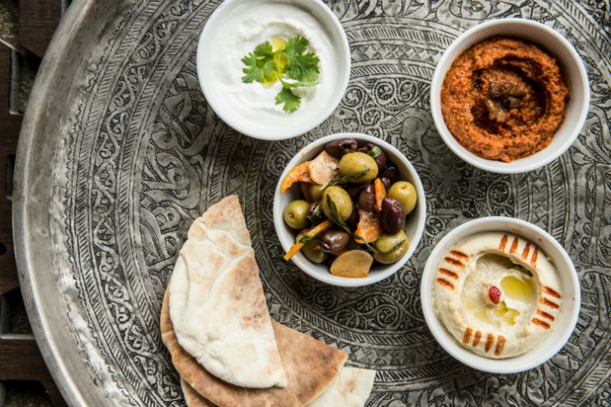 Fumezze hummus, labneh, smoked muhammara