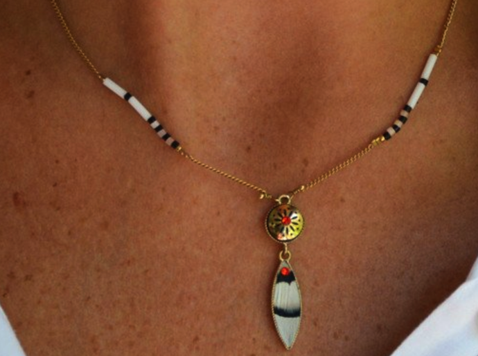 Satellite Amazon Feather Necklace