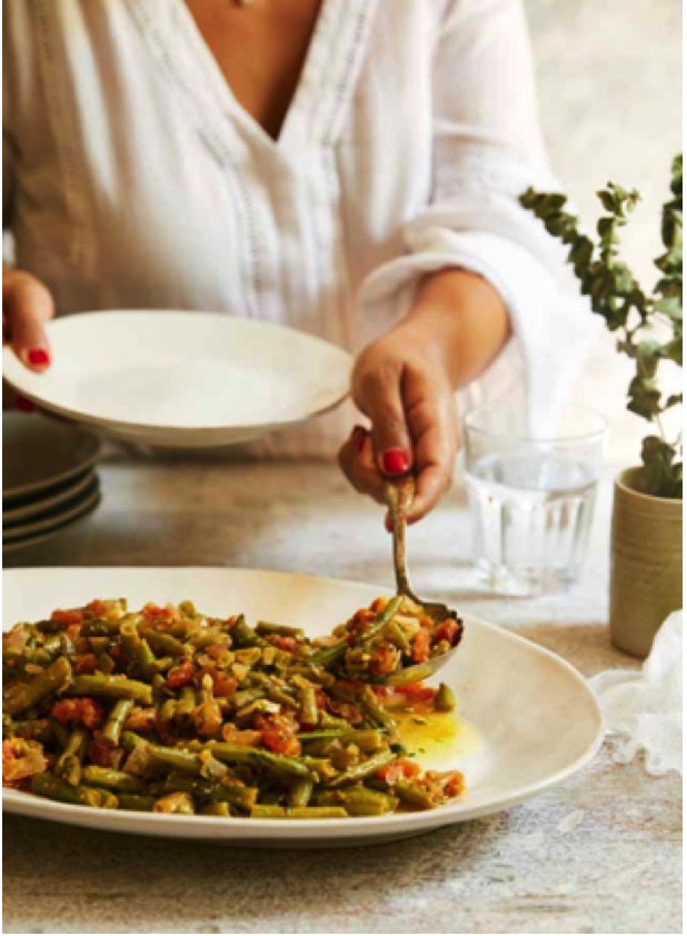 Loobia Bil Zeit Green Beans braised in Olive Oil, Garlic and Tomatoes