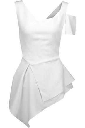 Brand New Antonio Berardi Woman Asymmetric Crepe Peplum Top White Size 46.