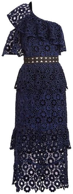 Brand New Self-Portrait Navy Velvet Dress with TAGS available in Size 10 Uk (Size 6 US).