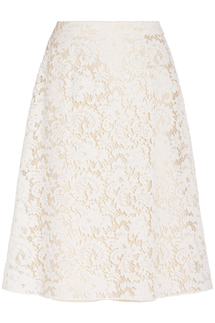 Brand New Saint Laurent Guipure Lace Pencil Skirt Beige with TAGS in Size F38.